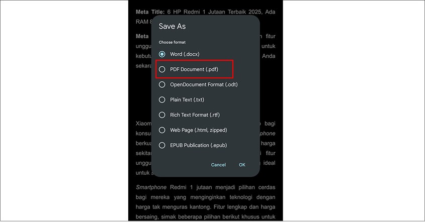 Membuat PDF di HP Menggunakan Google Doc