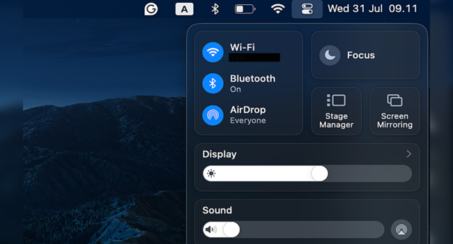 Cara Meredupkan Cahaya Layar Laptop lewat Control Center