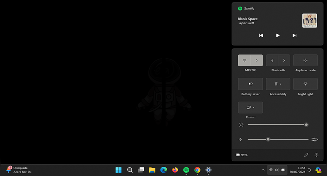 cara mengatur kecerahan laptop lewat Quick Settings