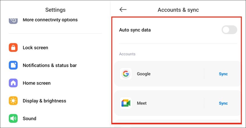 nonaktifkan sinkronasi