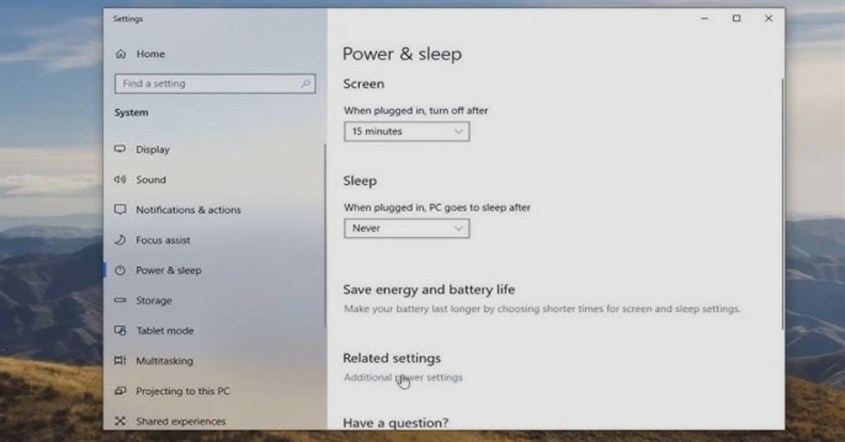 Power & Sleep Settings Power & Sleep Settings