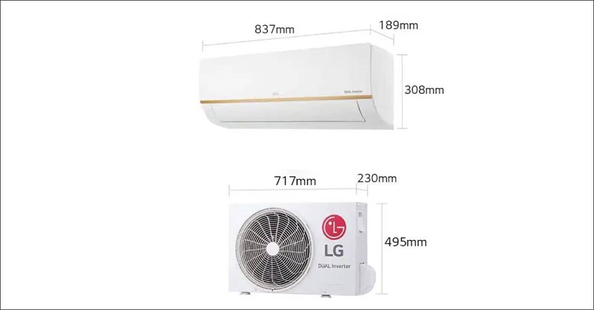 Design dan dimensi AC LG T09EV5