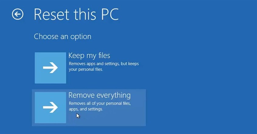 Factory reset Windows 10