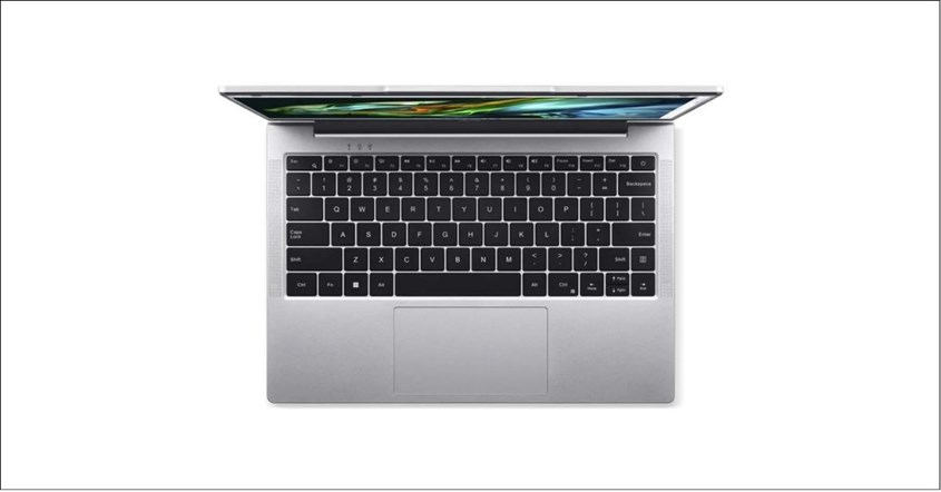 Tampilan Laptop Acer Aspire Lite AL14-51M-31Y7 dari atas dengan keyboard yang terlihat. Tampilan Laptop Acer Aspire Lite AL14-51M-31Y7 dari atas dengan keyboard yang terlihat.