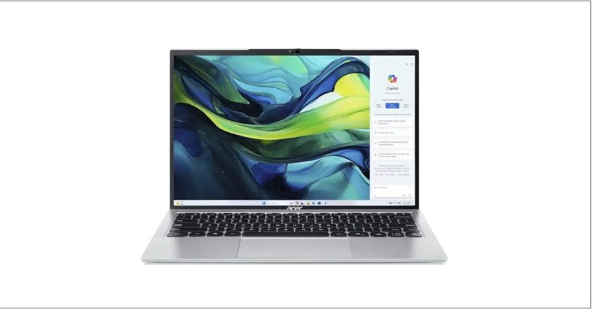 Tampilan laptop Acer Aspire Lite AL14-52M-59TF dari depan. Terlihat sistem operasi dan wallpaper di layarnya. Tampilan laptop Acer Aspire Lite AL14-52M-59TF dari depan. Terlihat sistem operasi dan wallpaper di layarnya.