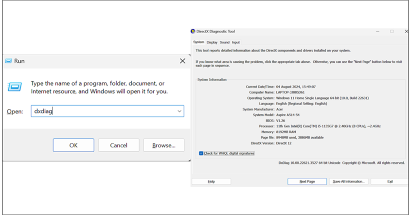 Cara Cek RAM dengan dxdiag