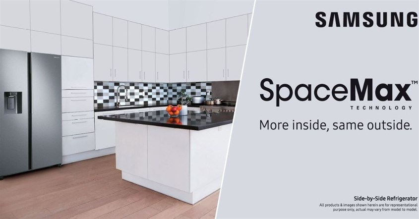 Tampilan interior dapur dengan kulkas spacemax samsung Tampilan interior dapur dengan kulkas spacemax samsung