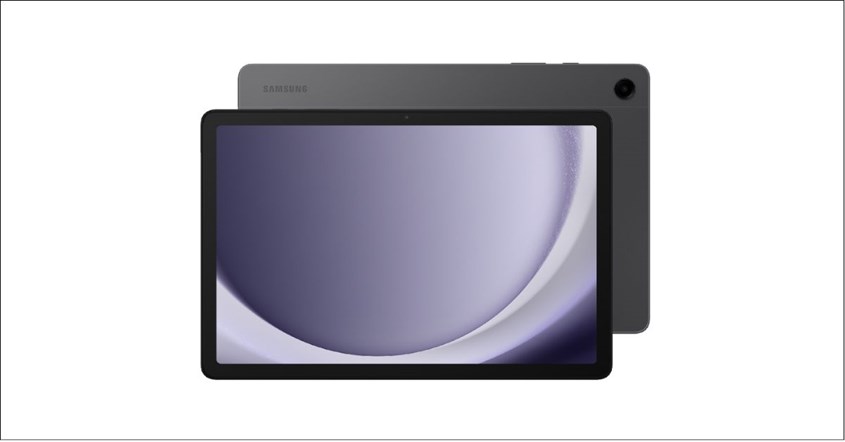 Tablet Samsung terbaru dengan layar yang lebar, warna abu-abu tua. Tablet Samsung terbaru dengan layar yang lebar, warna abu-abu tua.