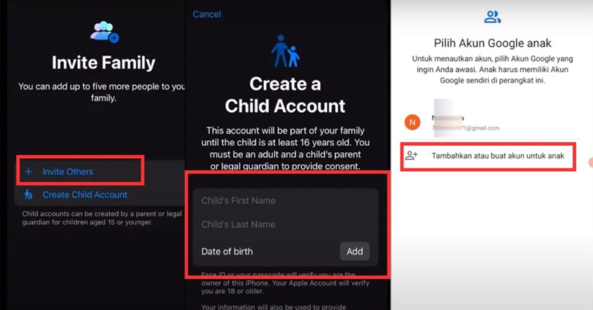 Persiapan mengontrol HP anak dengan membuat akun Google dan Apple ID. Persiapan mengontrol HP anak dengan membuat akun Google dan Apple ID.