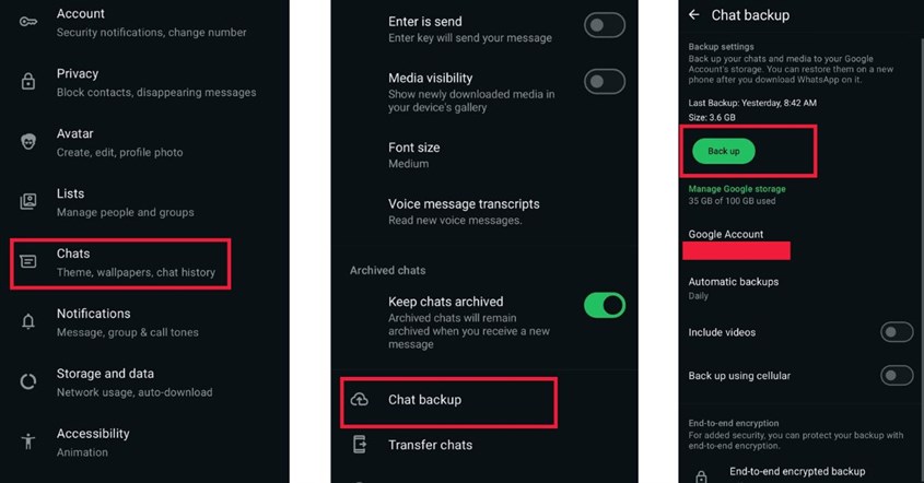 cara backup whatsapp chat android