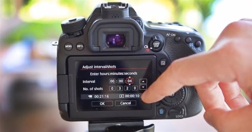 Tampilan spesifikasi teknis timelapse pada kamera dslr Tampilan spesifikasi teknis timelapse pada kamera dslr