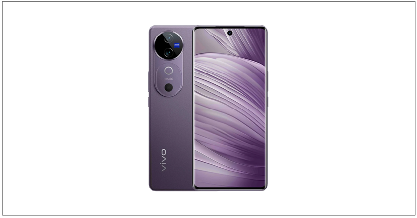 Vivo V40 dengan warna ungu yang khas.