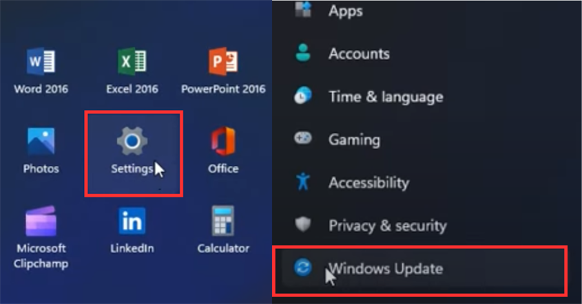 Update Windows 11 via Settings