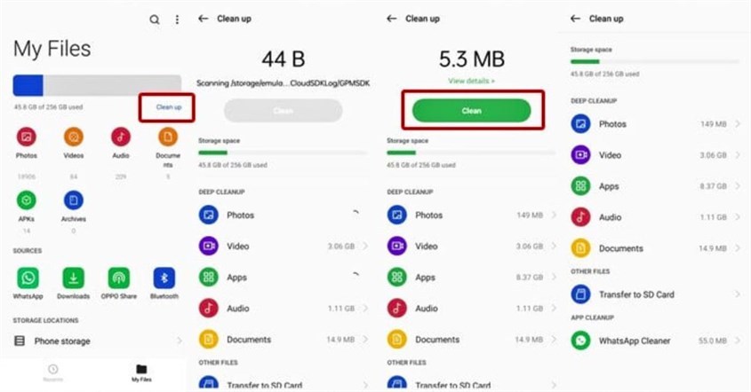 Tampilan deep cleanup sebagai cara mengatasi memori penuh di hp oppo Tampilan deep cleanup sebagai cara mengatasi memori penuh di hp oppo