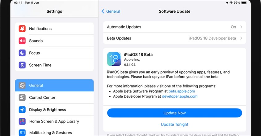 Tampilan saat update ke ipados 18 Tampilan saat update ke ipados 18