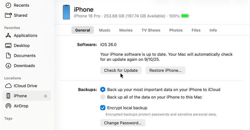 tampilan cara update ios lewat mac