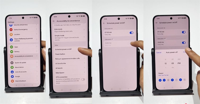 Langkah mengaktifkan fitur daya nyala dan mati otomatis untuk cara menghidupkan hp oppo tanpa tombol power