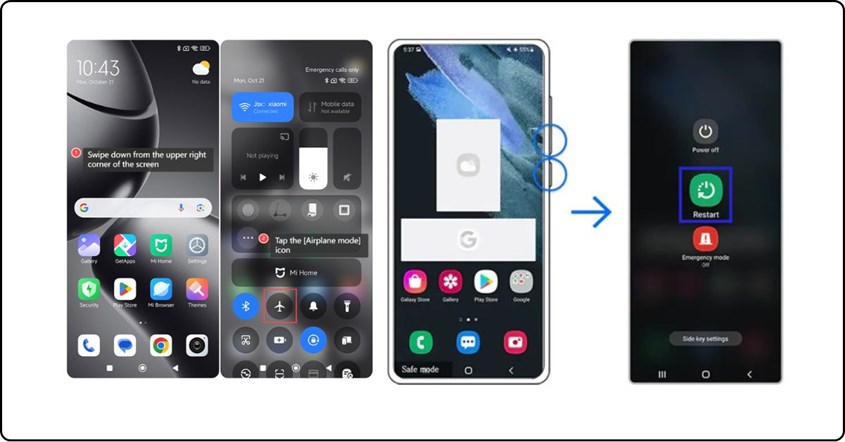 Mengaktifkan Mode Pesawat atau Restart HP Mengaktifkan Mode Pesawat atau Restart HP