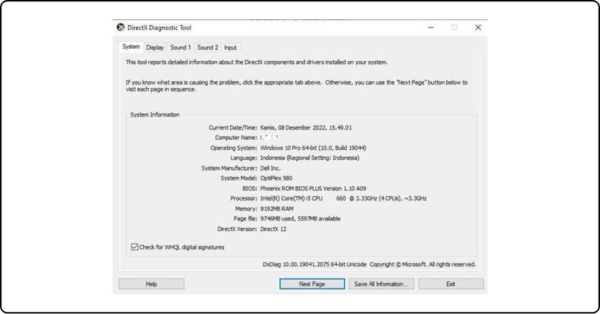 Melihat Tipe Laptop Melalui dxdiag Melihat Tipe Laptop Melalui dxdiag