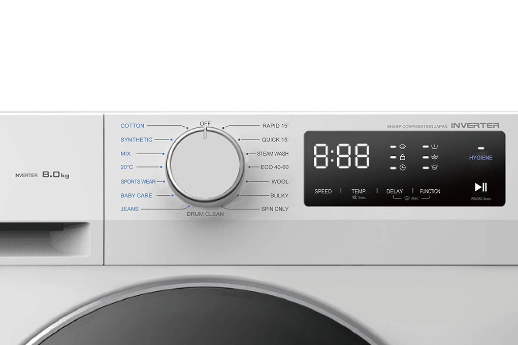 Mesin Cuci Front Loading Sharp Inverter 8 Kg ES-FL1480MWX