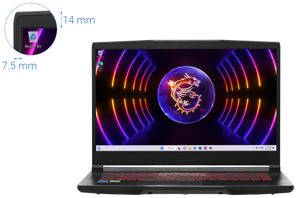 Laptop MSI Thin GF63 12UCX Intel Core i5-12450H/8GB/512GB/RTX2050/W11 (9S7-16R821-1013) Black