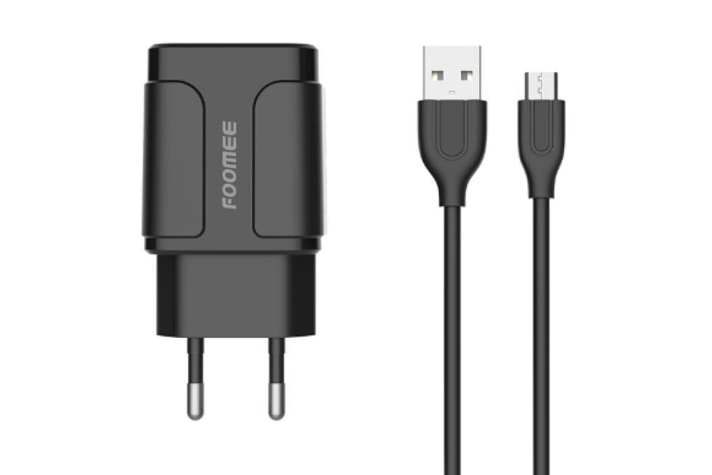 Charger Micro Dual Port 12W 1m Foomee CC18 BLACK