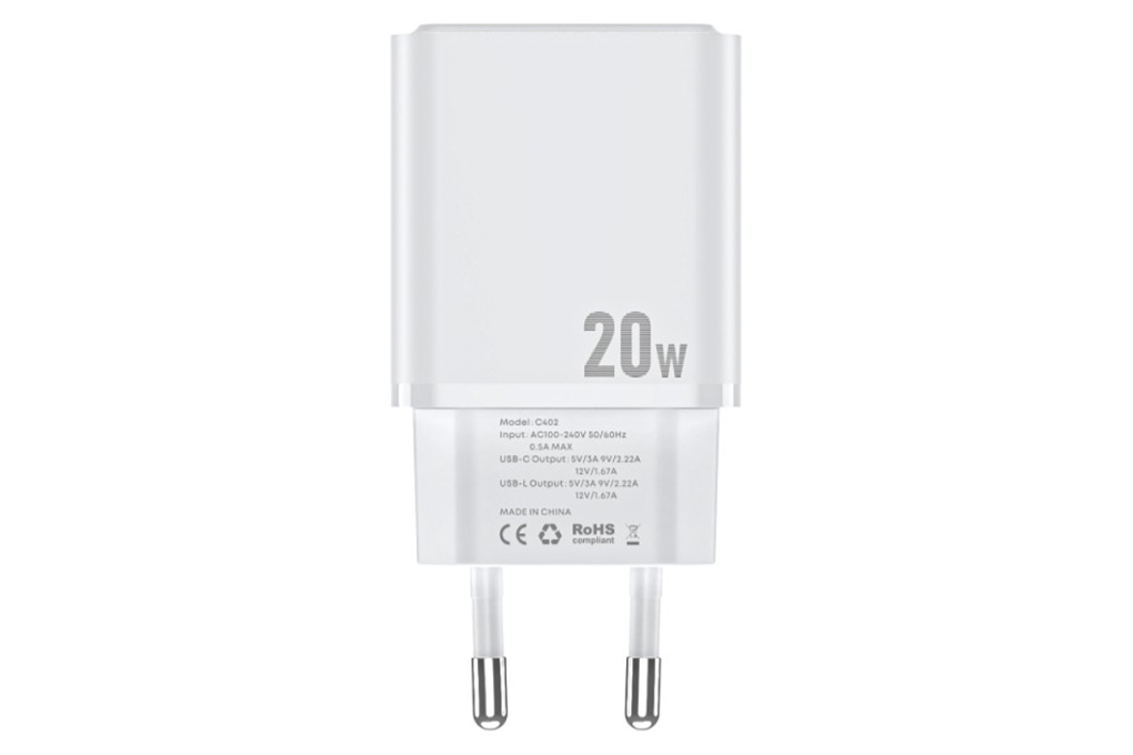 Adaptor Dual Type C - Lightning 20W Olike C402