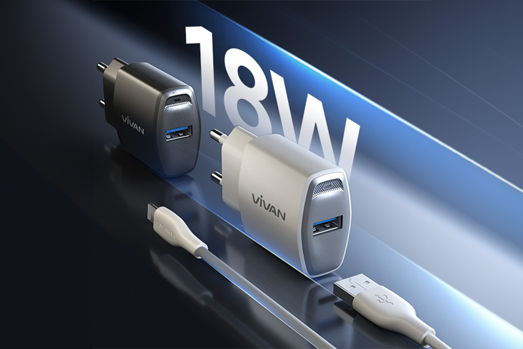 Charger Lightning 1 Port QC3.0 18W 1m Vivan Power Oval 3L White