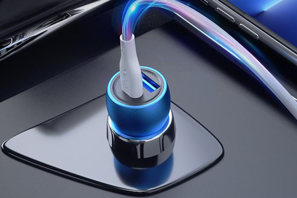 Car Charger Dual Port USB A - Type C 20W Vivan VCC04 Blue