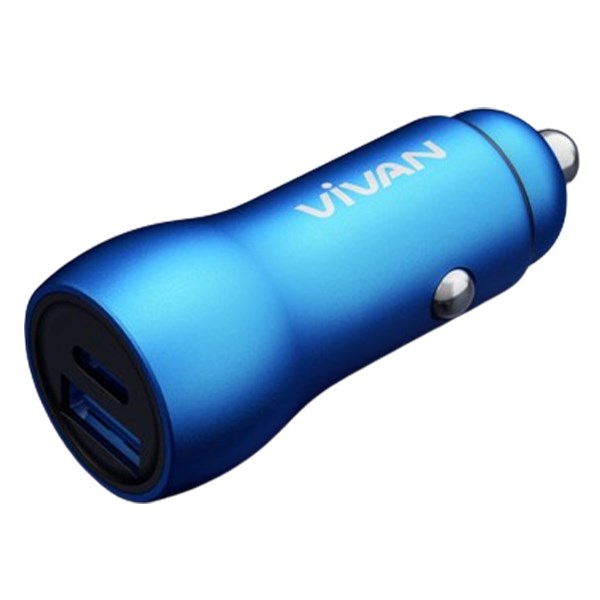 Car Charger Dual Port USB A - Type C 20W Vivan VCC04 Blue