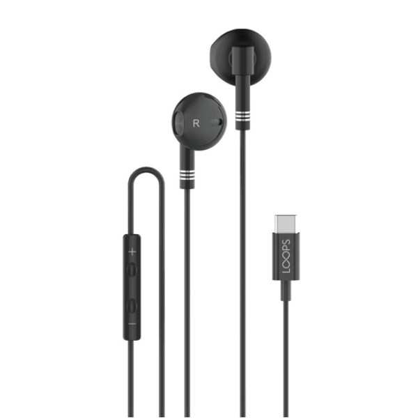 Earphone Berkabel Type C Loops W10 BLACK