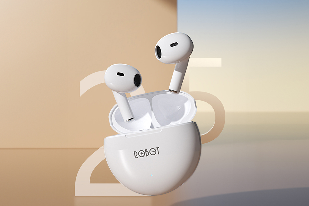 Earphone Bluetooth Robot Flybuds T10 White