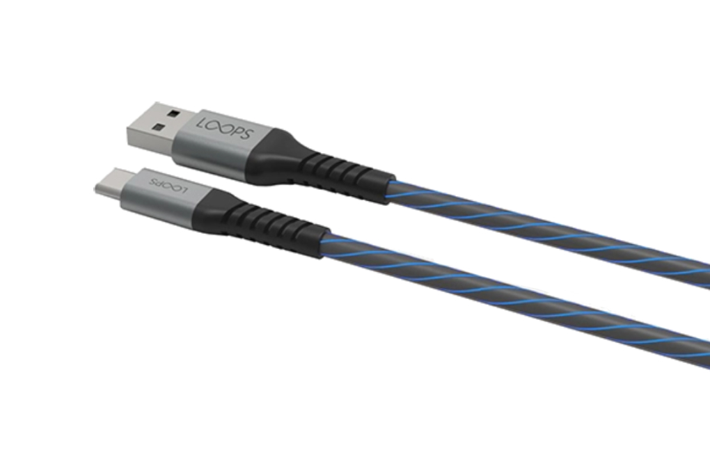 Kabel Type A - Type C Loops Light Up LED BLACK 2