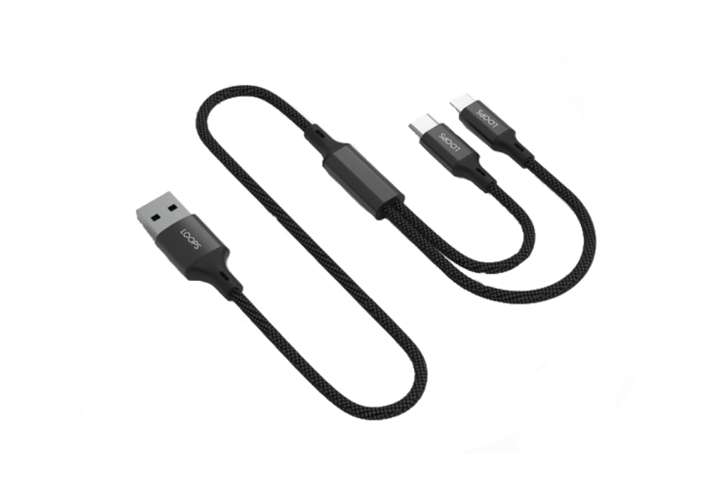 Kabel 2 in 1 Nylon 1.2m Loops BLACK