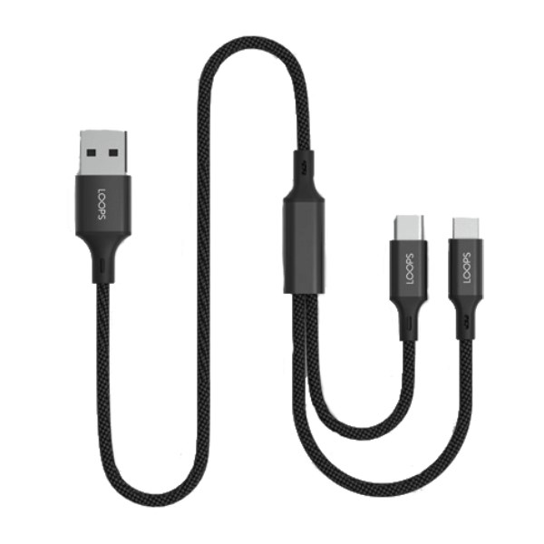 Kabel 2 in 1 Nylon 1.2m Loops BLACK