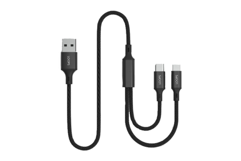 Kabel 2 in 1 Nylon 1m Loops BLACK