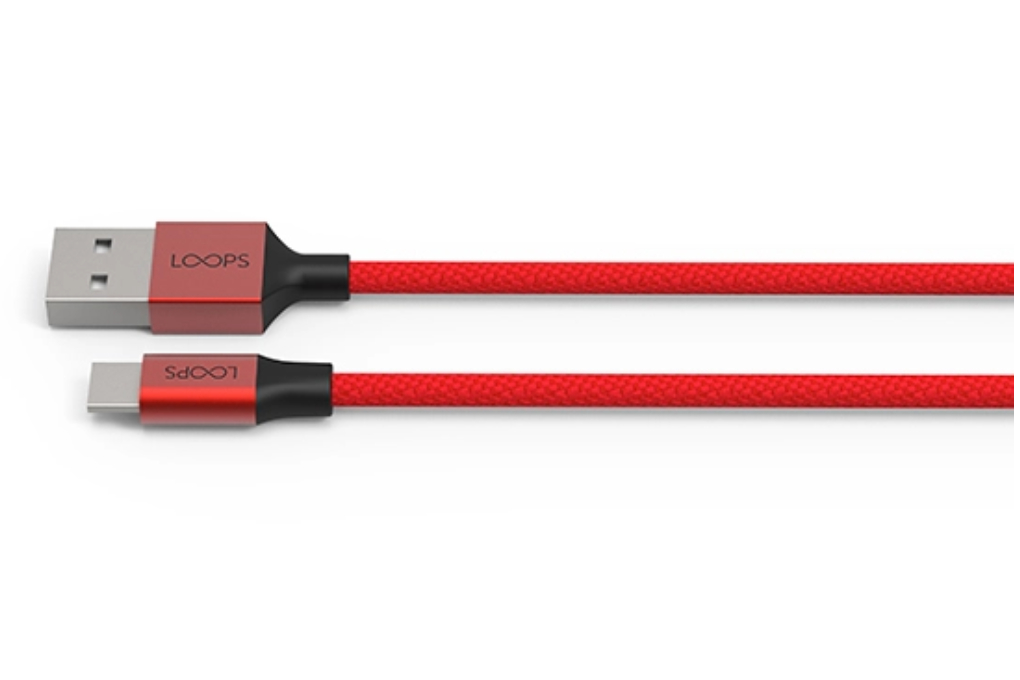 Kabel Type A - Type C 1.2m Nylon Loops RED