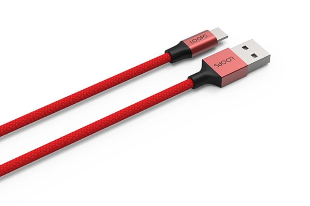 Kabel Type A - Type C 1.2m Nylon Loops RED